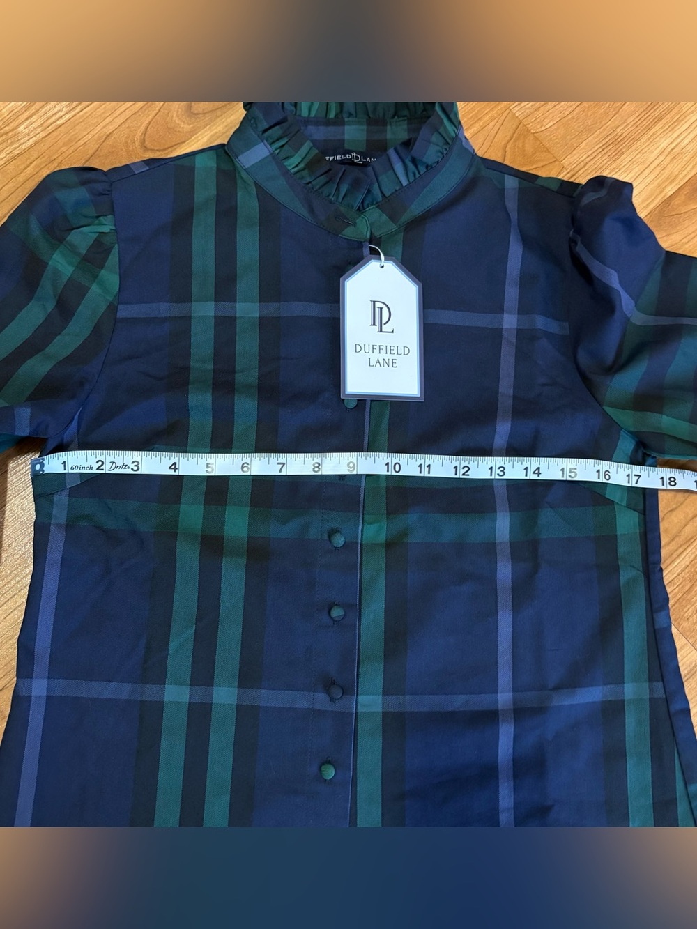 Duffield Lane Women's MILLER TOP NAVY PLAID ruffle collar Size S NWT MSRP $197 - Picture 12 of 14